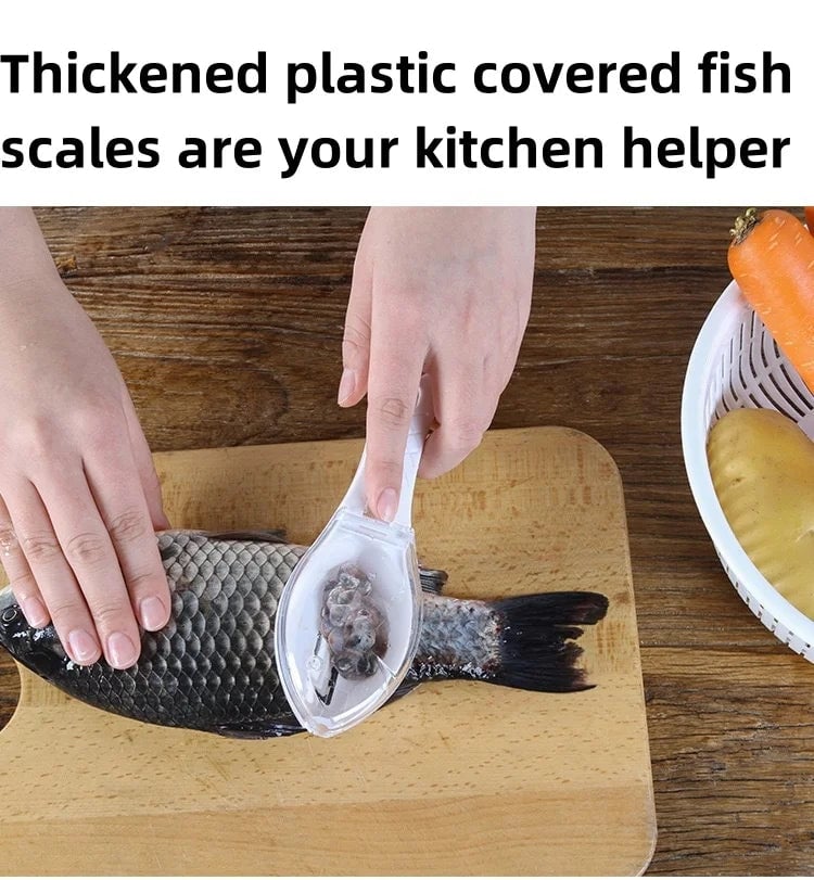 Manual Fish Scale Scraper with Lid - Kitchen Descaling Tool