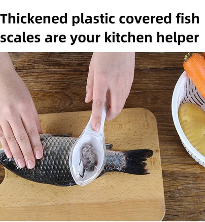 Manual Fish Scale Scraper with Lid - Kitchen Descaling Tool