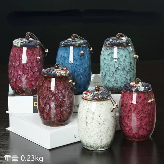Mini Ceramic Food Storage Jar with Sealed Lid - Tea Caddy Container