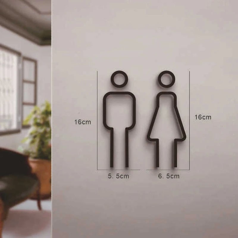 Creative 2D Flat Restroom Door Signs - Funny Bathroom Wall Stickers