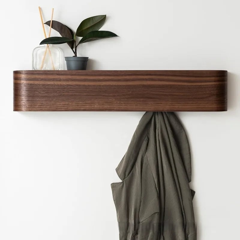 5-Hook Wood Wall Mount Coat Rack Door Organizer Bedroom Hallway