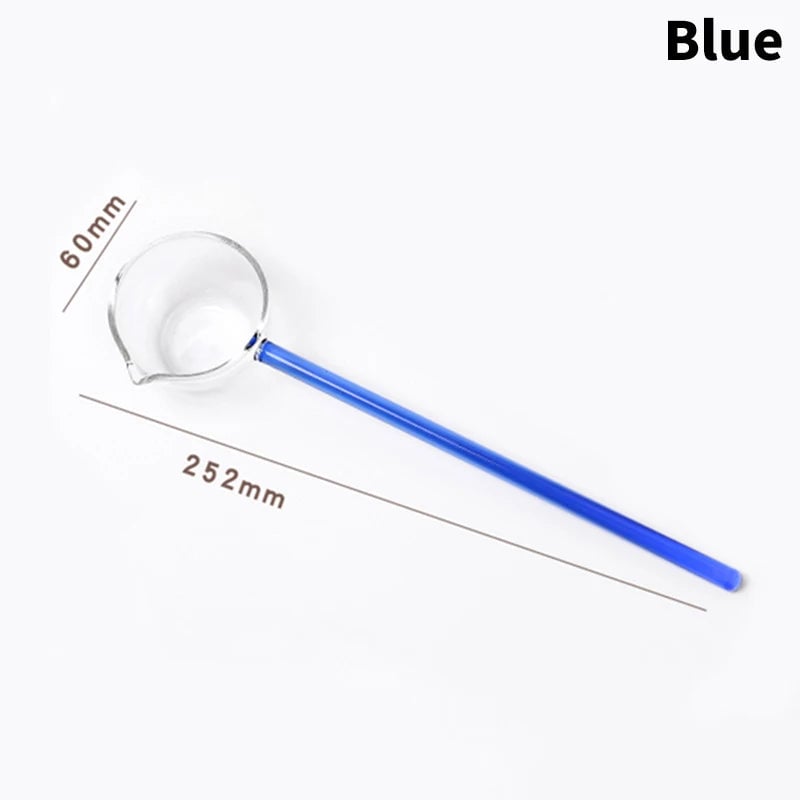 Borosilicate Glass Spoon Long Handle Heat Resistant Spout Dessert