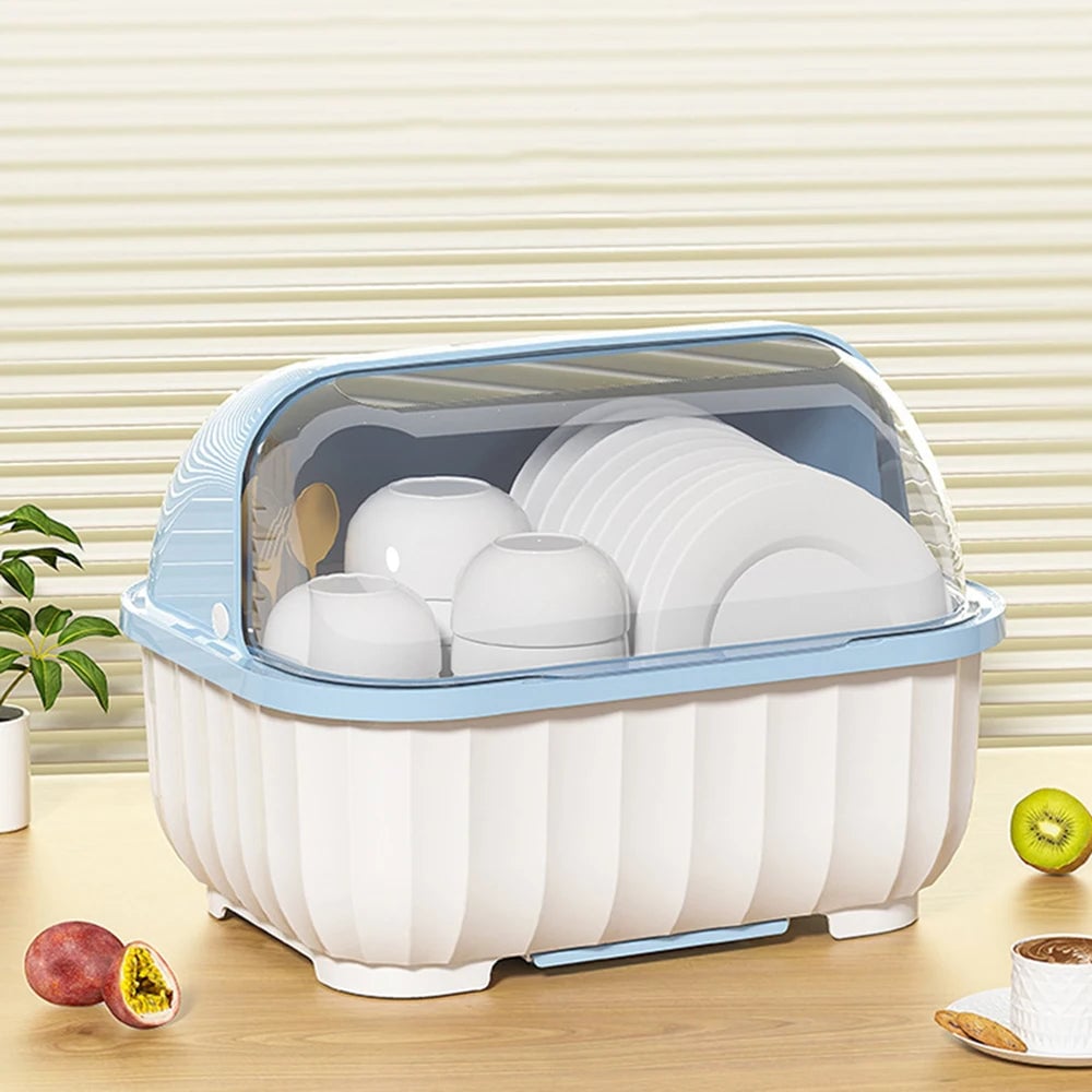 Kitchen Drain Cabinet Dish Storage Box with Lid & Chopsticks Rack
