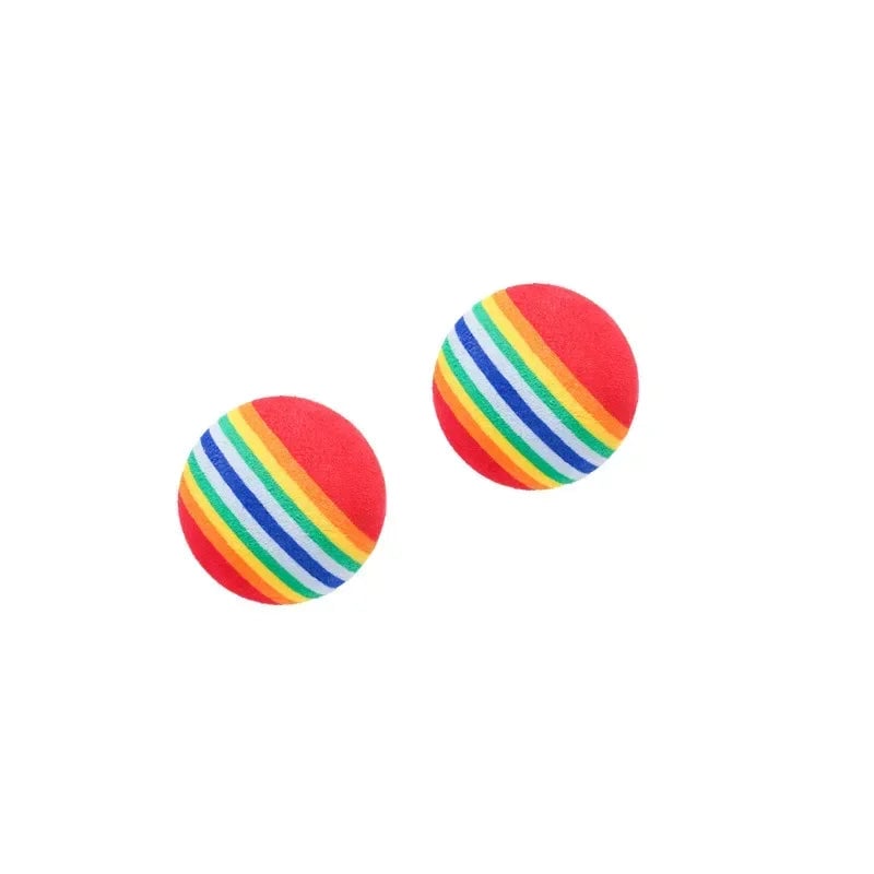 Rainbow Interactive Cat Ball Toys - Rattle Scratch Chew Training