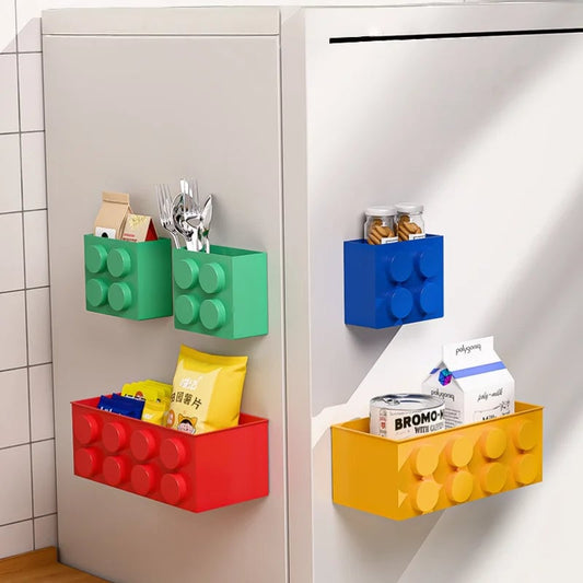 Magnetic Building Block Refrigerator Storage Rack Wall Mount