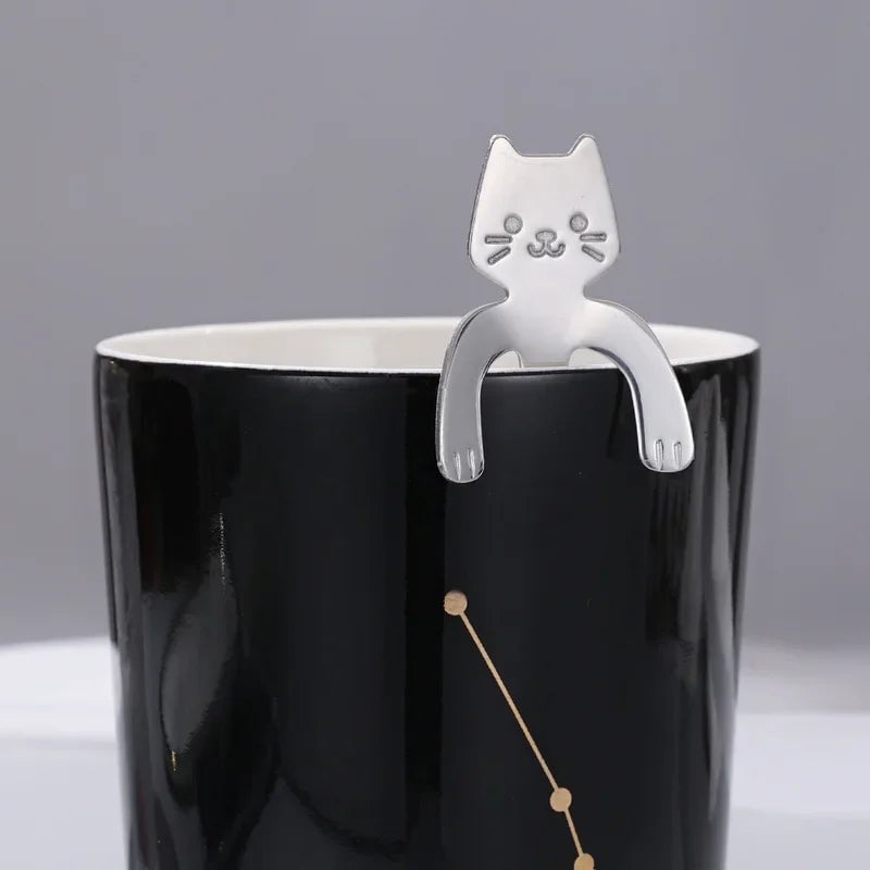 Stainless Steel Cat Shape Coffee Spoon Dessert Teaspoon Mini Scoop