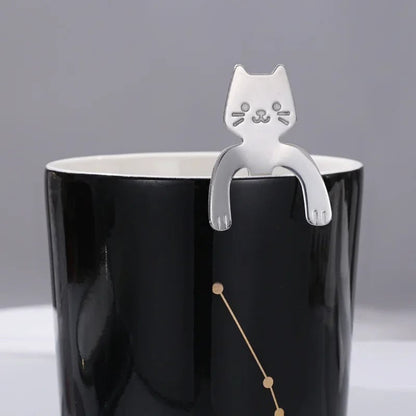 Stainless Steel Cat Shape Coffee Spoon Dessert Teaspoon Mini Scoop