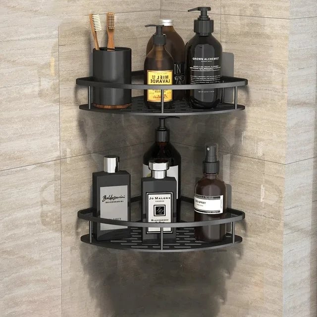 No Drill Corner Bathroom Storage Rack Wall Mount Shower Organizer