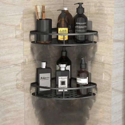 No Drill Corner Bathroom Storage Rack Wall Mount Shower Organizer