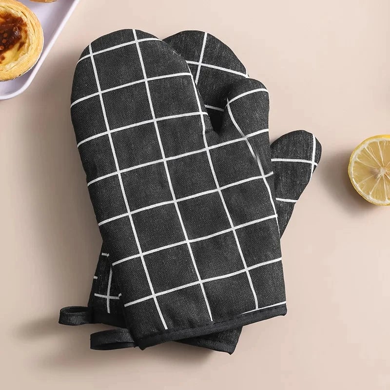 High-Temperature Resistant Linen Oven Gloves - Microwave Safe Mitts