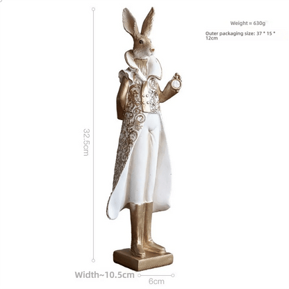 32.5cm Gold White Resin Rabbit Sculpture Fantasy Home Decor
