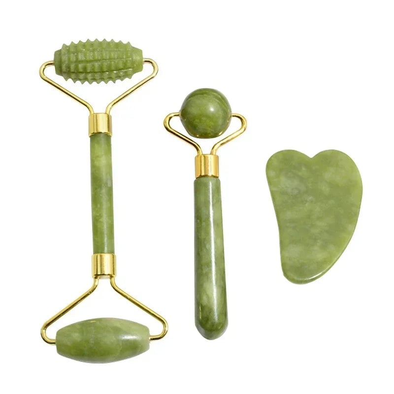 Natural Jade Roller Gua Sha Massager Face Neck Body Eye Care Tool