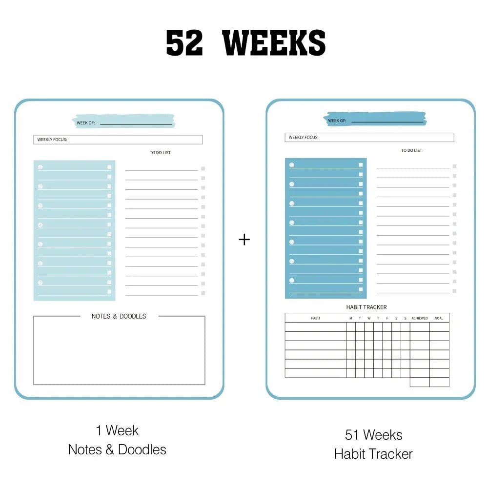 Daily Weekly Monthly Planner Notebook - Student Office Diary Journal