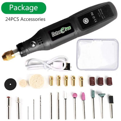 USB Cordless Rotary Tool Kit 24PCS Engraving Pen Drill Jewelry Metal