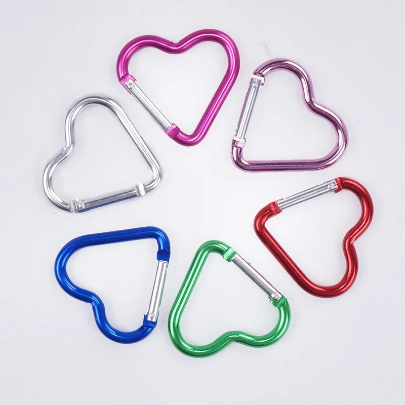 Heart-Shaped Aluminum Carabiner Keychain Clip Hook Water Bottle