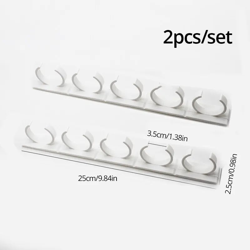 2pcs Grey Plastic Wall-Mounted Adhesive Spice Jar Rack Kitchen Storage