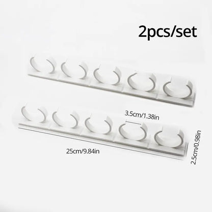 2pcs Grey Plastic Wall-Mounted Adhesive Spice Jar Rack Kitchen Storage
