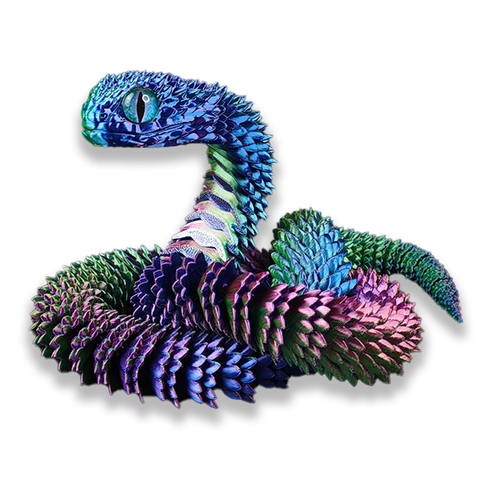 3D Printed Snake Figurine with Movable Joints & Random Colored Eyes