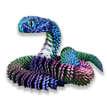 3D Printed Snake Figurine with Movable Joints & Random Colored Eyes