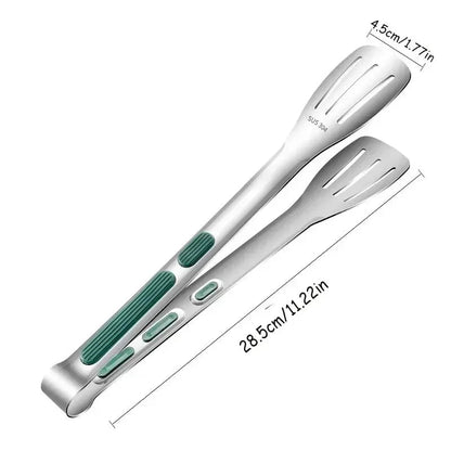 Stainless Steel Food Tongs Non-Slip Grip BBQ Grill Kitchen