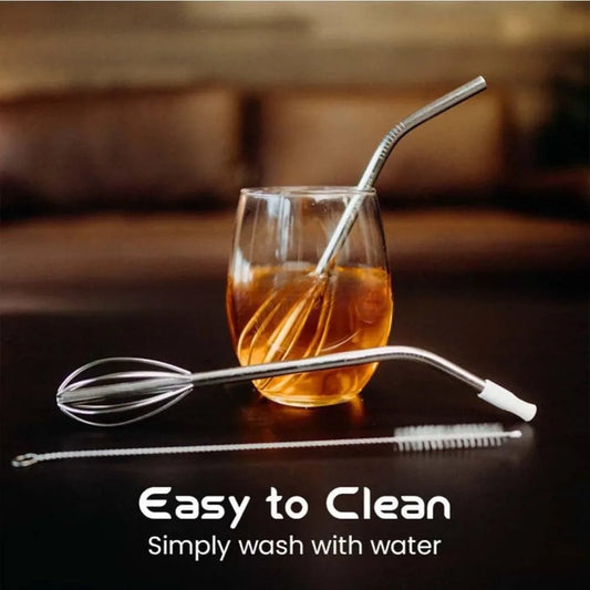 2-in-1 Whisk Straw Blender - Stainless Steel Reusable Mixing Straw
