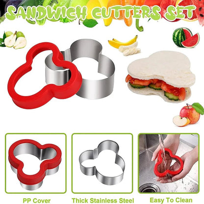 Kids Sandwich Cutters Set Heart Star Mickey Shape Bread Toast Molds