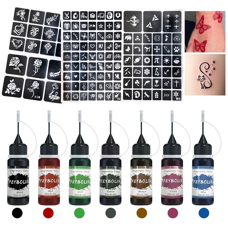 Temporary Tattoo Ink Stickers Freehand Face Body Painting Gel Kit