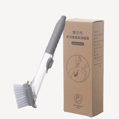 Long Handle Dish Brush with Automatic Liquid Dispenser & Sponge