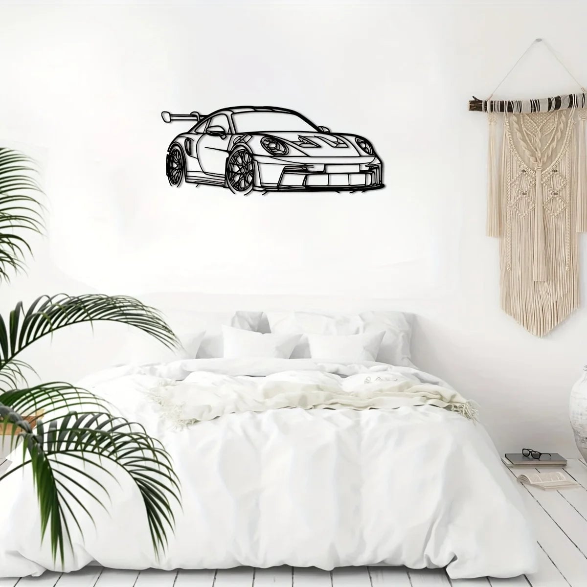 Metal Supercar Wall Art 15.75x6.32 Iron Racing Car Sculpture Decor