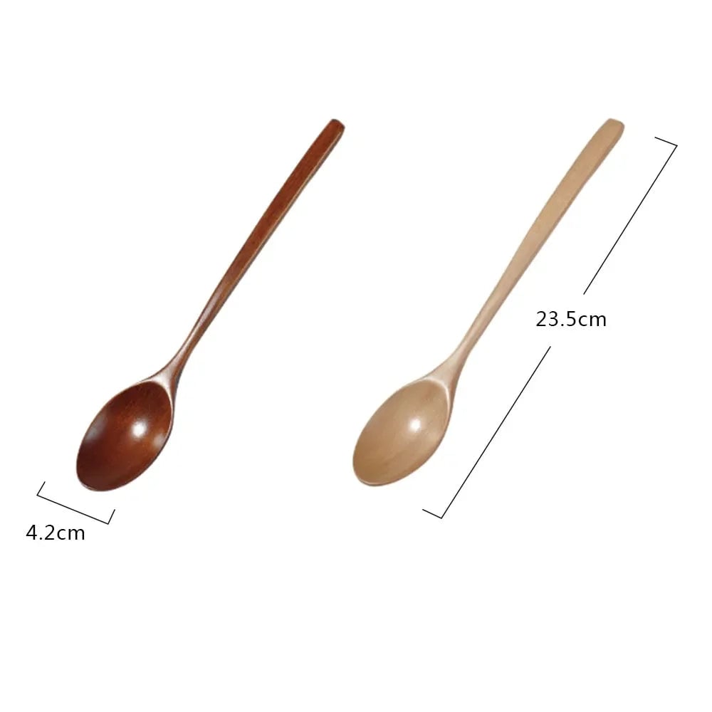 2pcs Wooden Spoons Kitchen Utensil Set - Soup Tea Coffee Honey