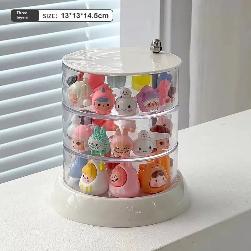 Multi-Layer Transparent Rotating Jewelry Storage Box Organizer
