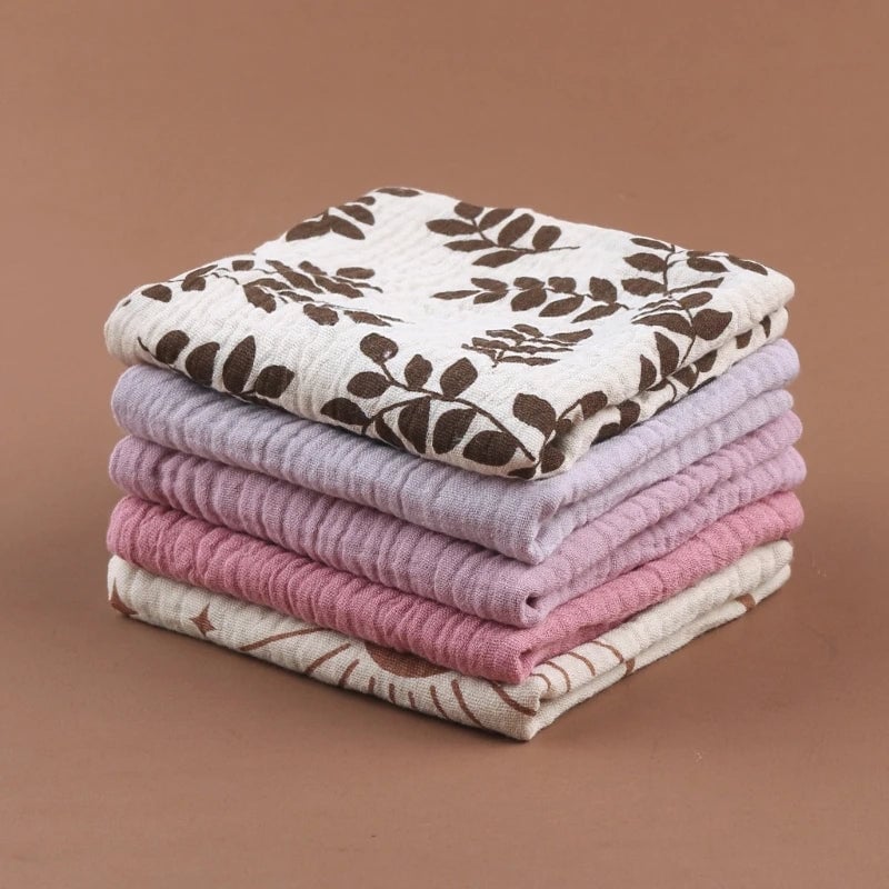 5PCS Soft Cotton Gauze Baby Towels - Absorbent Face Washcloths
