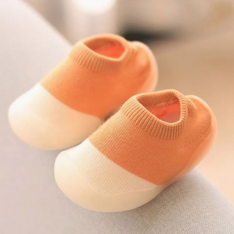 Soft Non-Slip Baby First Walker Shoes - Rubber Sole Knit Booties