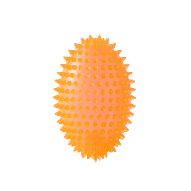 Chew Resistant Olive Spike Dog Ball - Squeaky Teeth Cleaning Toy