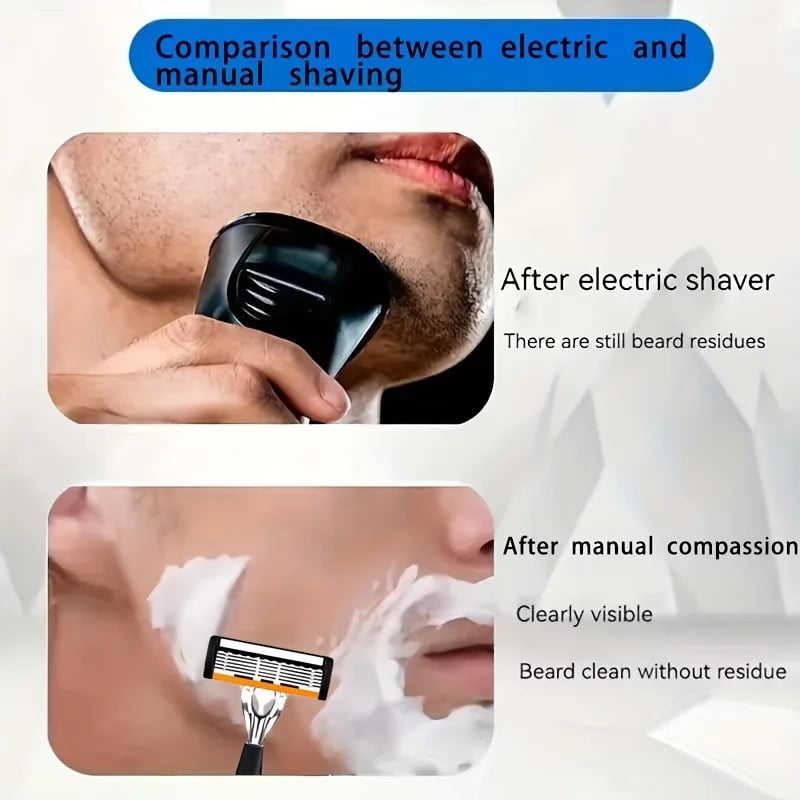 6-Layer Stainless Steel Safety Razor Set - Sharp Changeable Blade