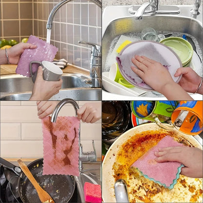 10PCS Double Sided Microfiber Dish Cloths Kitchen Cleaning Towels