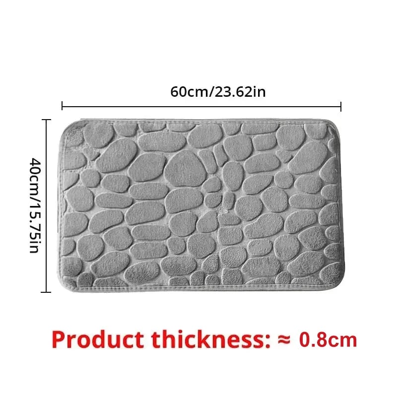 Embossed Fiber Anti-Slip Pebble Bath Mat - Non-Skid Bathroom Rug