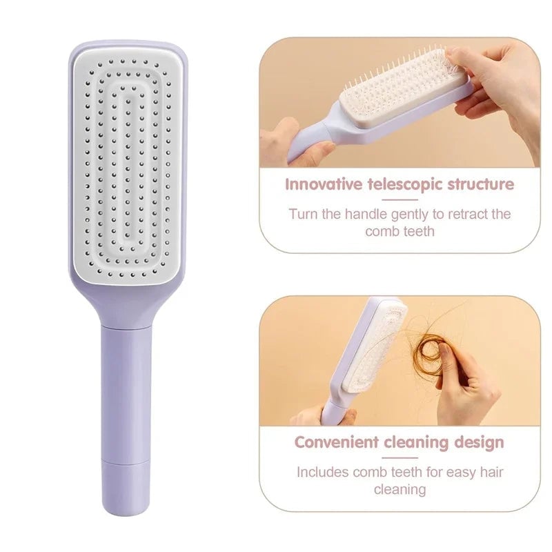 Self Cleaning Rotating Hairbrush Anti Static Massage Comb Auto