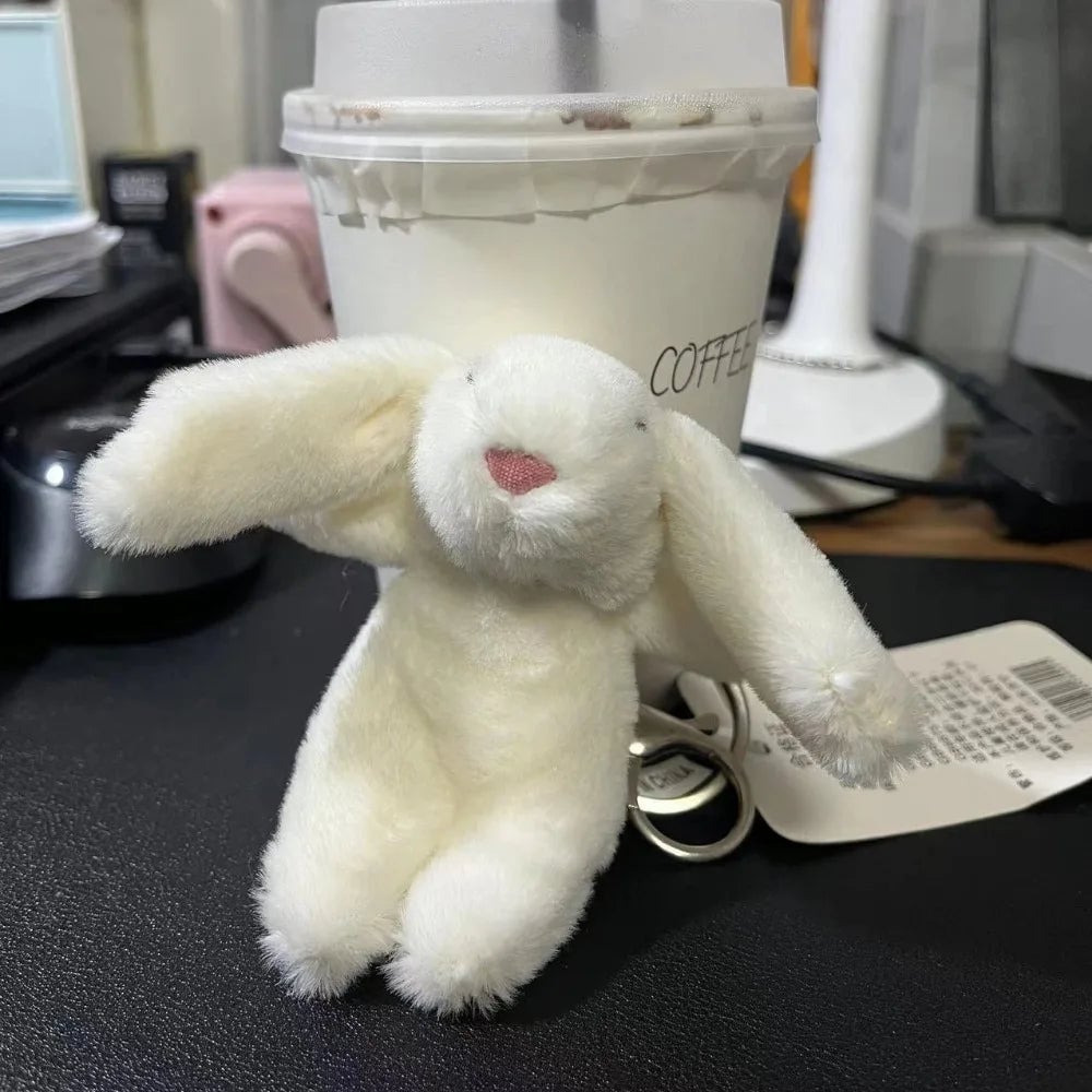 Cute Rabbit Keychain with Pompom - Stuffed Animal Pendant Trinket