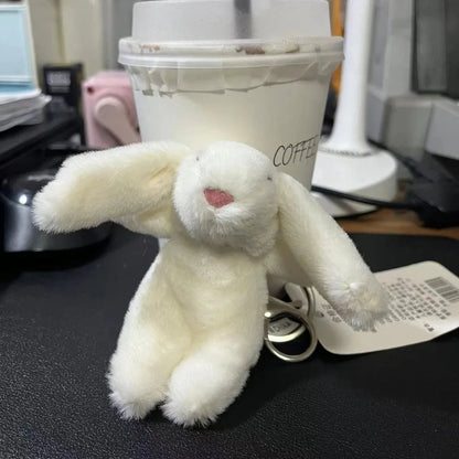 Cute Rabbit Keychain with Pompom - Stuffed Animal Pendant Trinket
