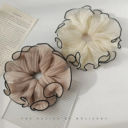 Oversized Korean Retro Chiffon Scrunchie Hair Band Fashion Accessory