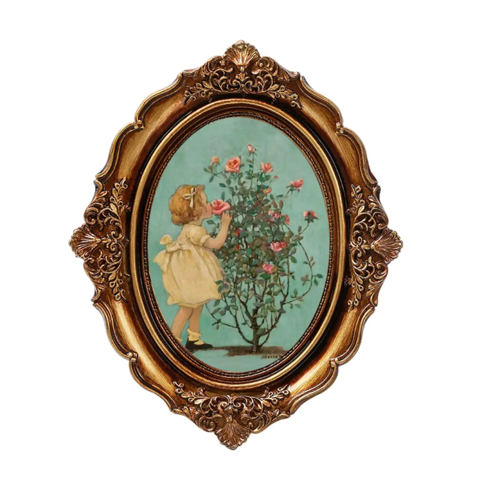 Vintage Baroque Oval Picture Frame - Antique Elegant Tabletop Wall
