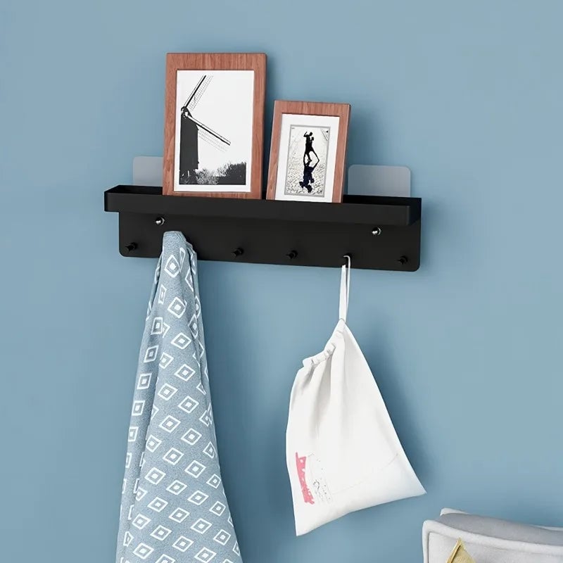 Wall-Mounted Key Organizer Rack with Hooks - Multi-Room Storage
