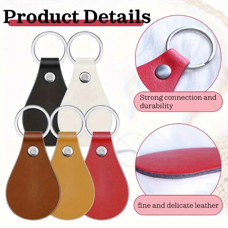 10pcs PU Leather Key Fob Blanks Kit - Laser Engraving Keychains