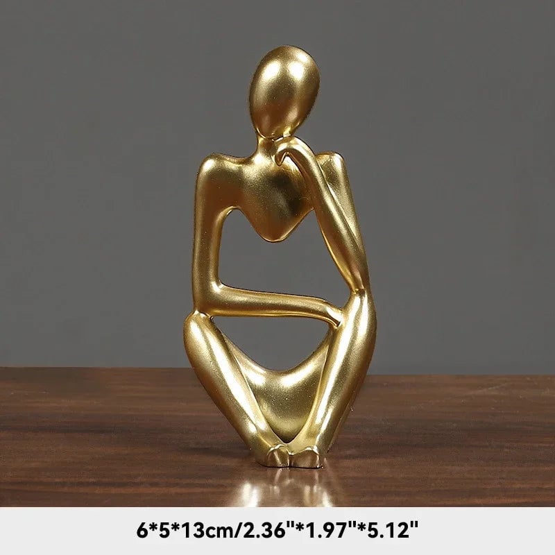 Sand Color Abstract Thinker Statue - Yoga Meditation Figurine Decor