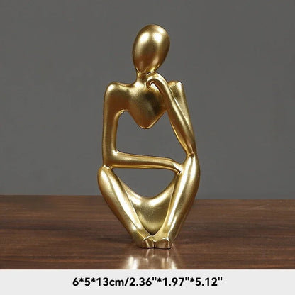 Sand Color Abstract Thinker Statue - Yoga Meditation Figurine Decor