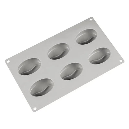 6-Cavity 3D Coffee Bean Silicone Mold for Ice Cubes & Fondant