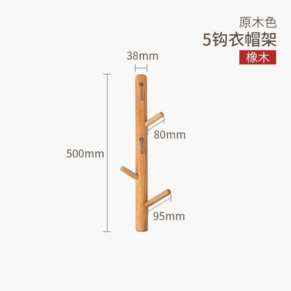 Wooden Branch Tree Design Wall Coat Rack Entryway Organizer Hanger