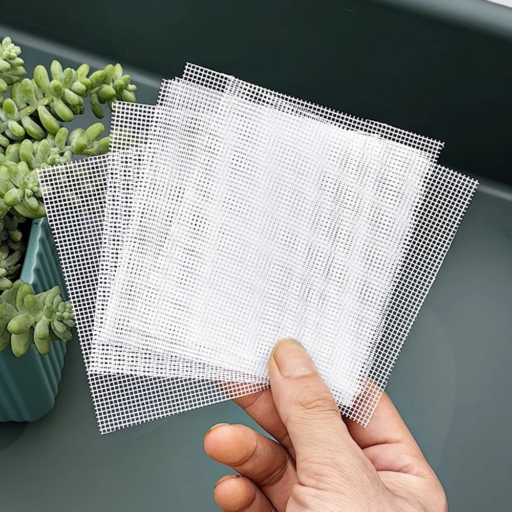 Bonsai Pot Mesh Sheets 100pcs - White Drainage Net Bottom Covers