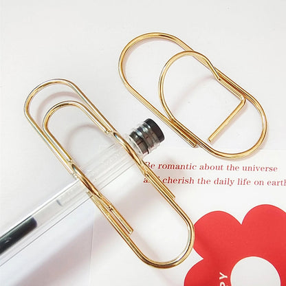 Golden Metal Pen Holder Clip Bookmark - Portable Office School